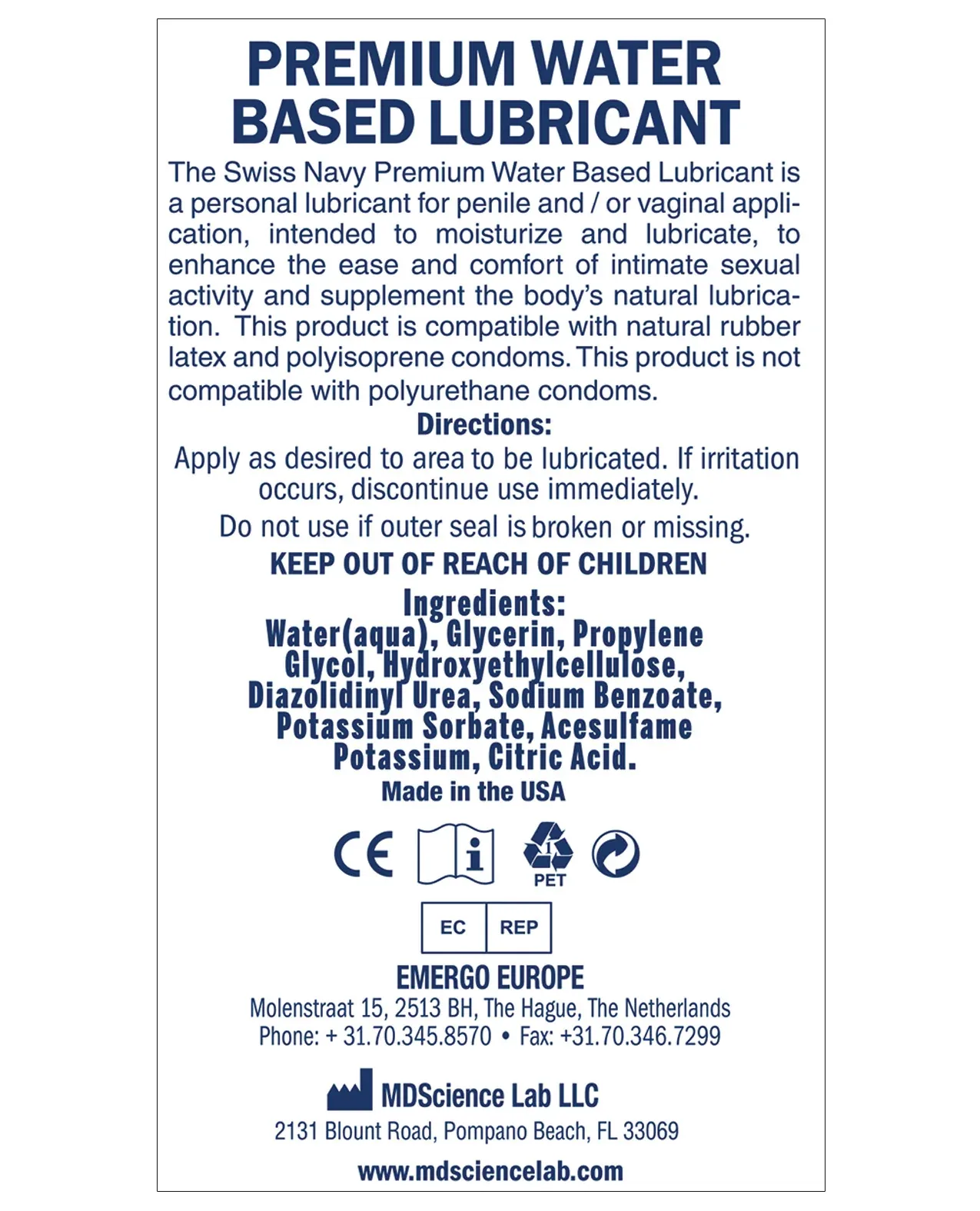 Swiss Navy Water Based Lube - 4 oz