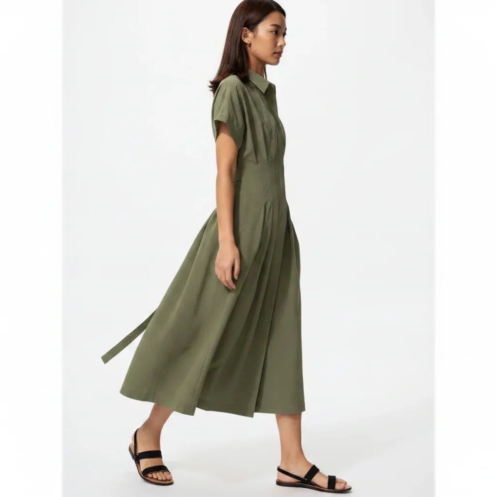 UniQlo Seersucker Shirt Dress – Shorter Length 487721 Japan best brand