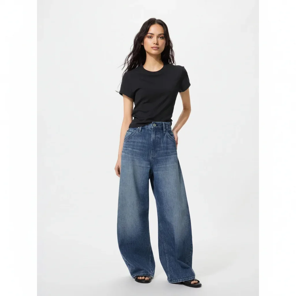 UniQlo Baggy Curve Jeans / Short Length 484808 Japan best brand