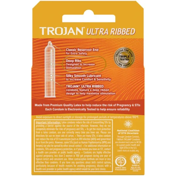 Trojan Ultra Ribbed 3 Count Condoms