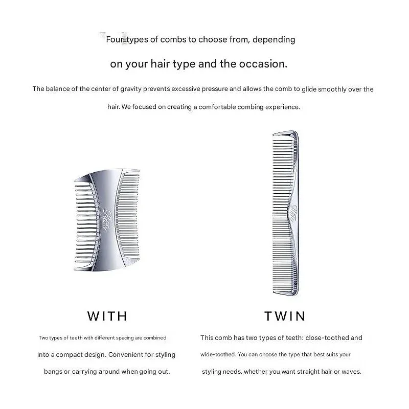 ReFa MARQUISE Deep Comb – Wide-Tooth Chrome Hair Comb for Gentle Styling