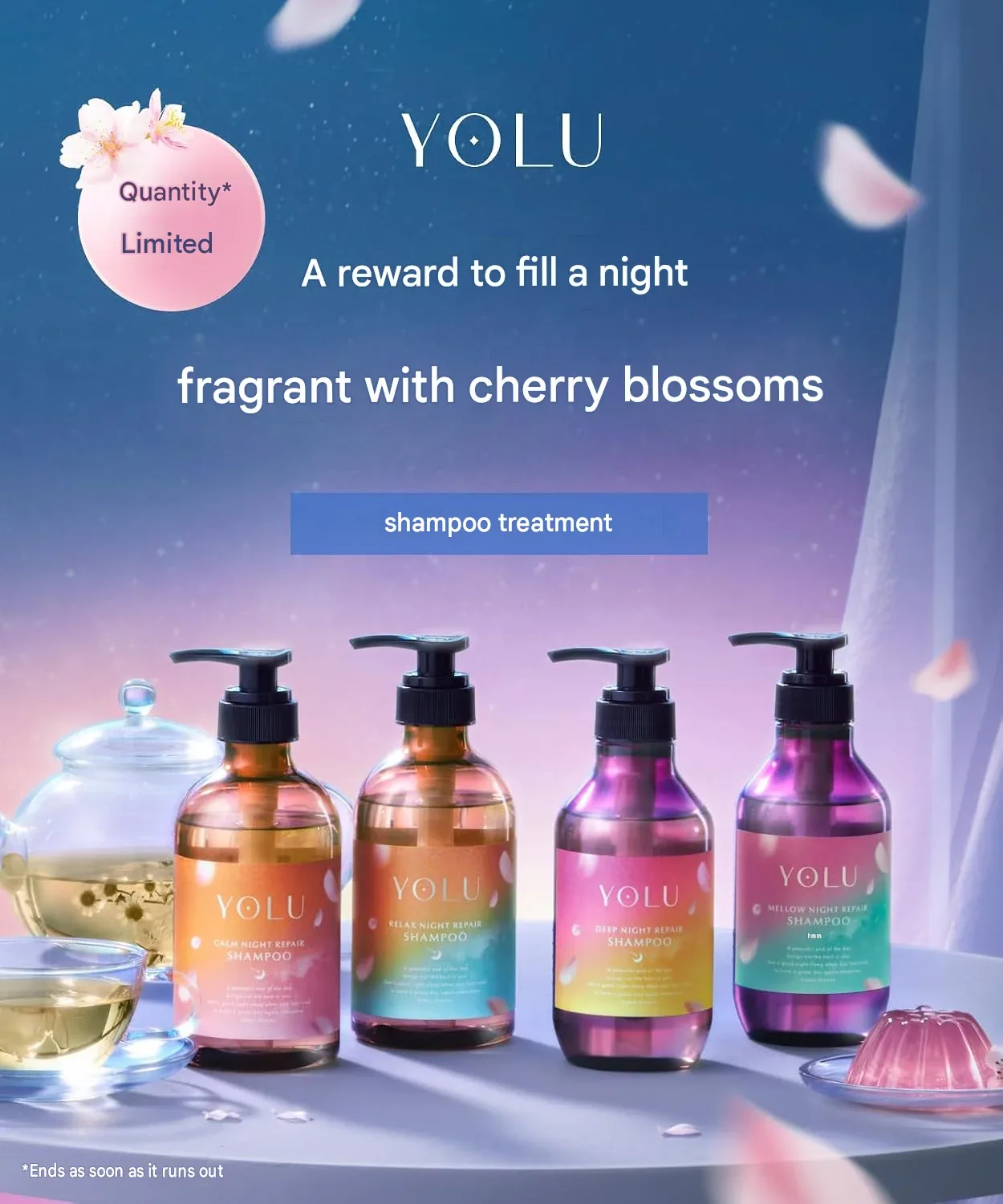 YOLU Deep Night Repair Spring Limited Shampoo & Treatment (Choose Your Option) (400ml each)