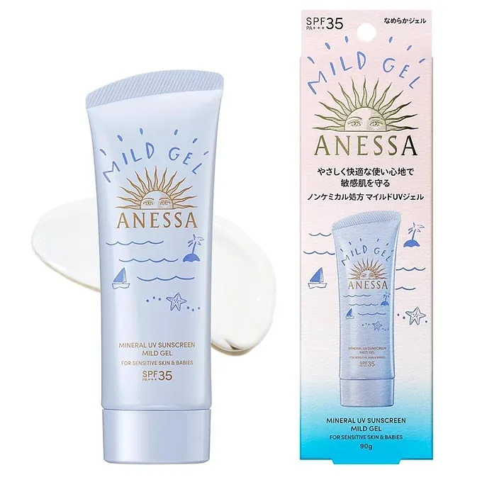 Anessa Mineral UV Mild Gel SPF 35  Gentle Sunscreen for Sensitive Skin & Babies 90 g
