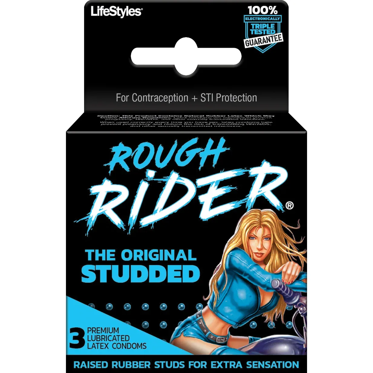 Lifestyles Rider: Rough Studded 3 Count Condoms