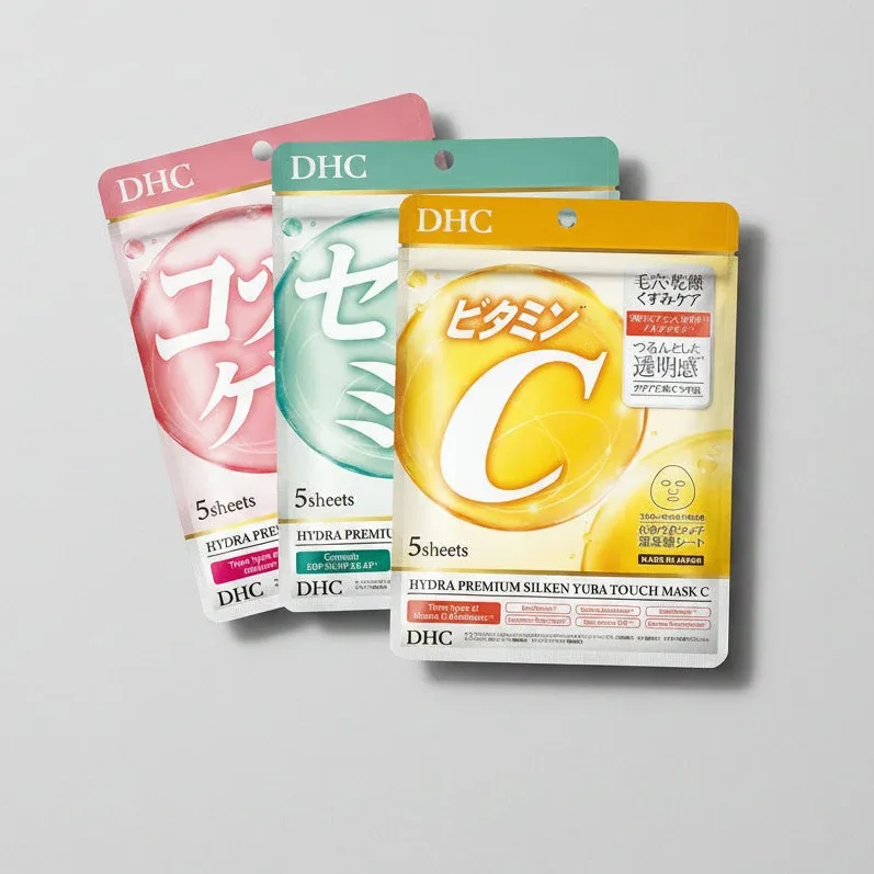 DHC Hydra Premium Silken Yuba Touch Mask Set (3 Types) – 15 Sheets