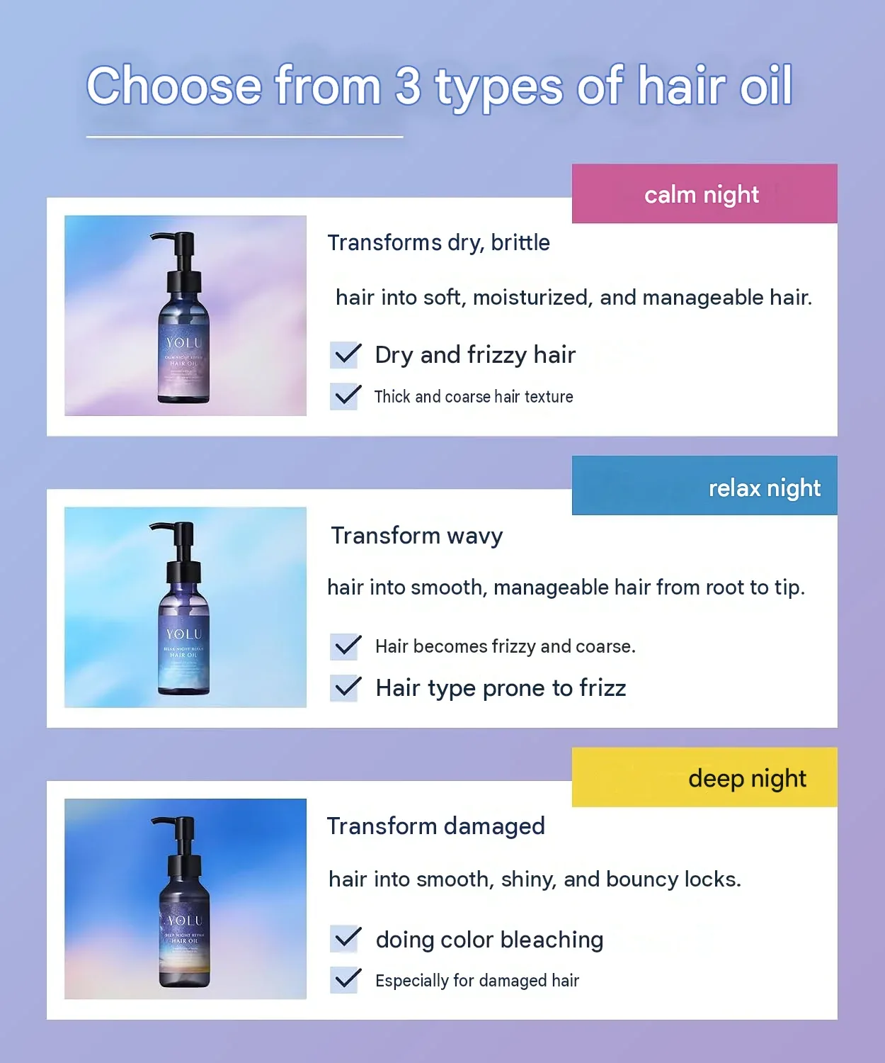 YOLU Relax Night Repair Hair Oil 75ml