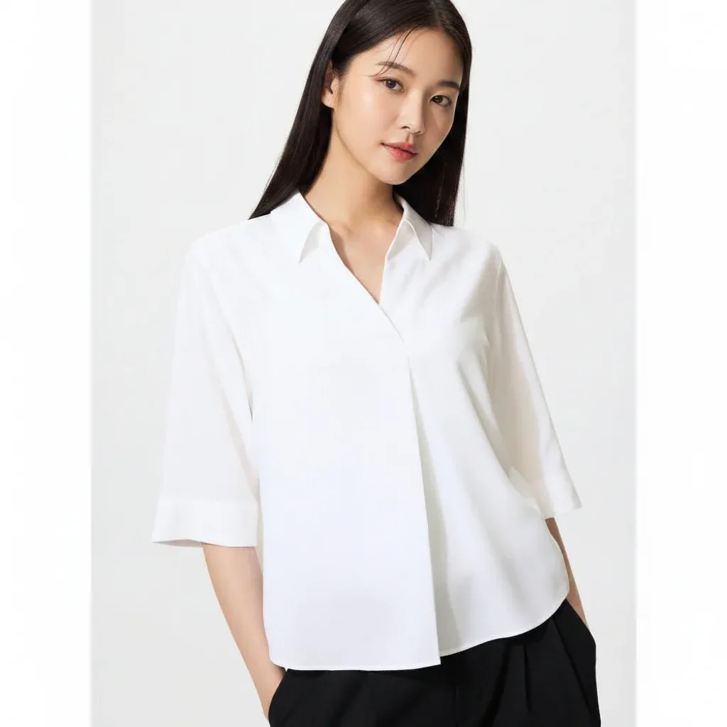 UniQlo Rayon Skipper Blouse (3/4 Sleeves) 482824 Japan best brand