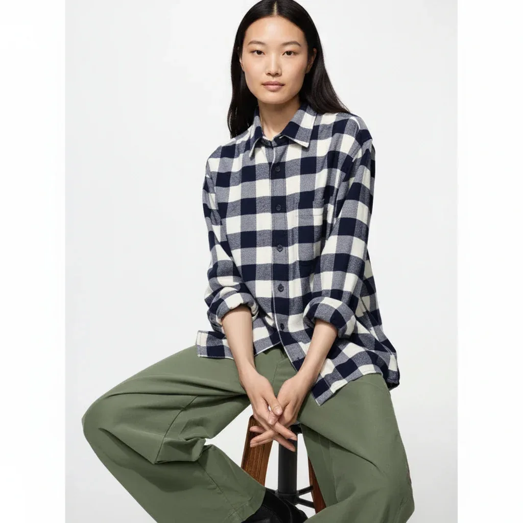 UniQlo Flannel Shirt / Block Check 486599 Japan best brand