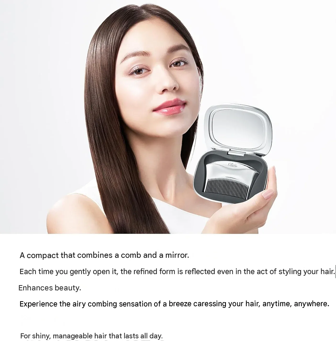 ReFa Marc Compact Hair Comb & Mirror – Silver