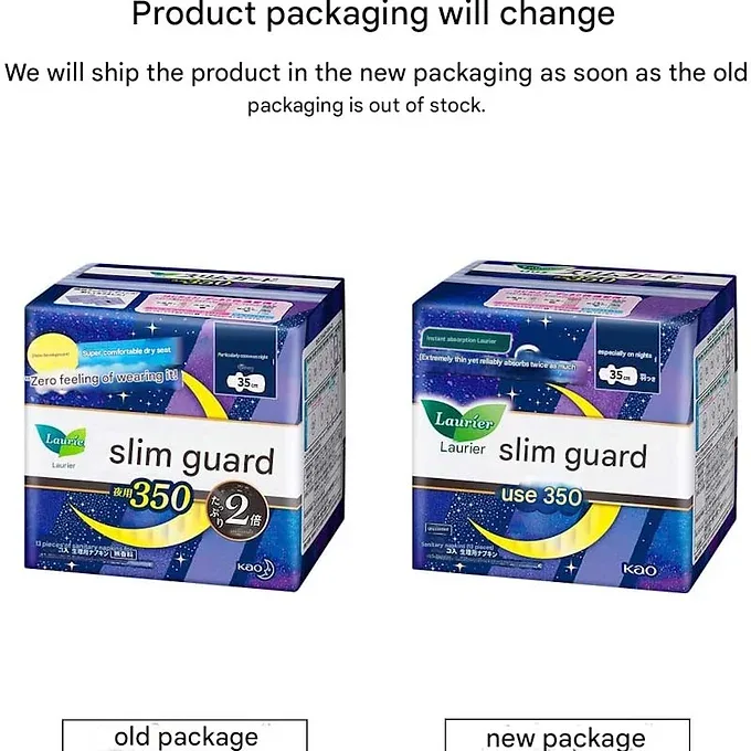 Laurier Slim Guard Night 35 cm – 2 Packs (13 Pads × 2 = 26 Pads)