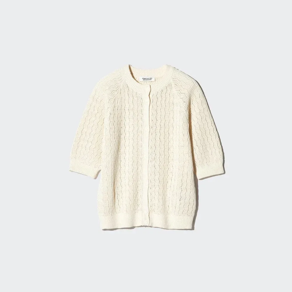 UniQlo Linen Crew Neck Cardigan / 5-Sleeve 487355 Japan best brand