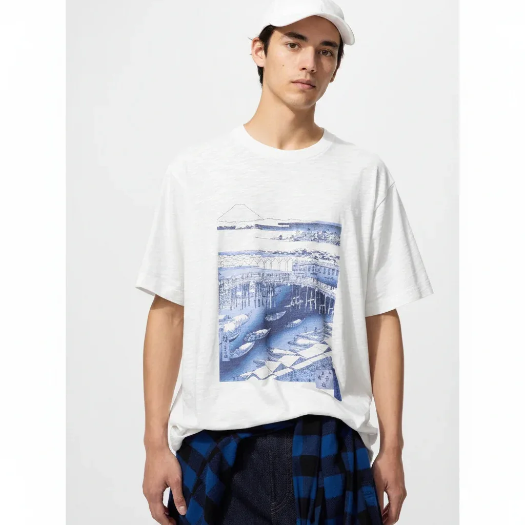 UniQlo Ukiyo-e Blue UT 485075 Japan best brand