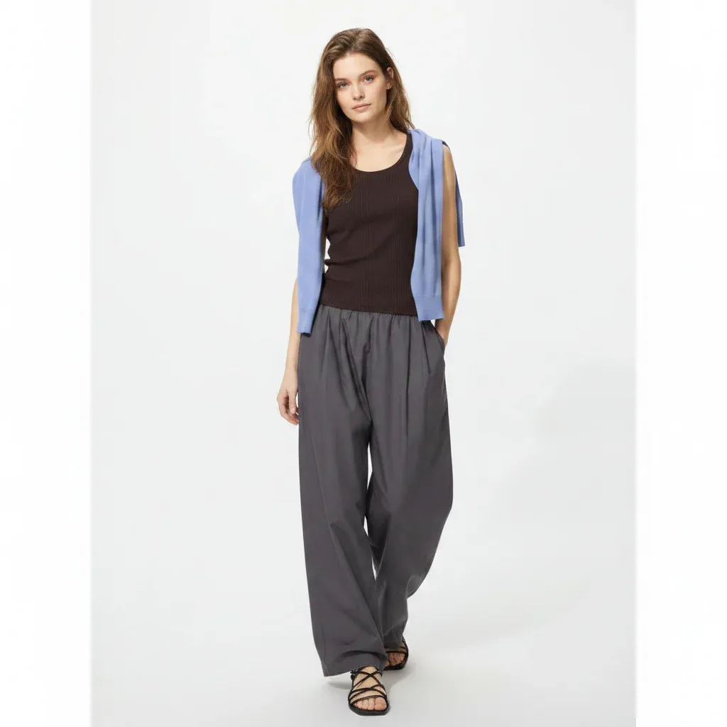 UniQlo Cotton Volume Easy Pants (Longer Length) 489684 Japan best brand