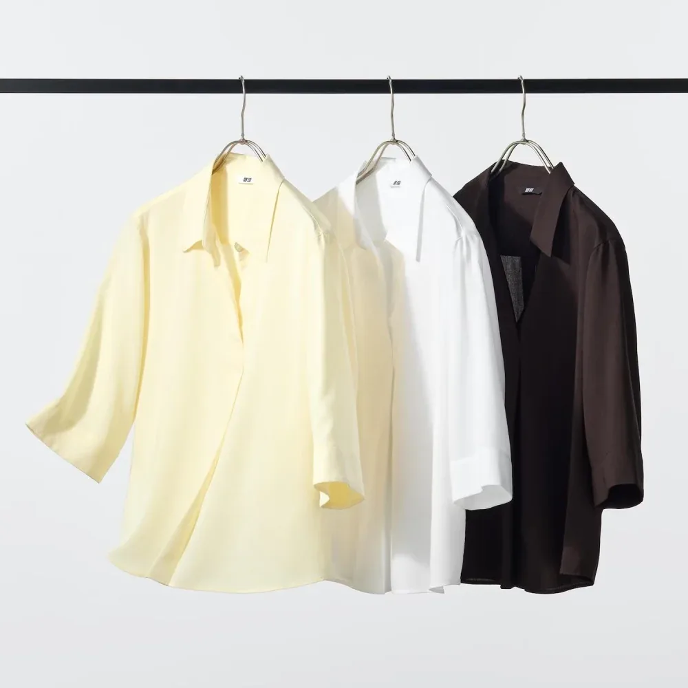UniQlo Rayon Skipper Blouse (3/4 Sleeves) 482824 Japan best brand